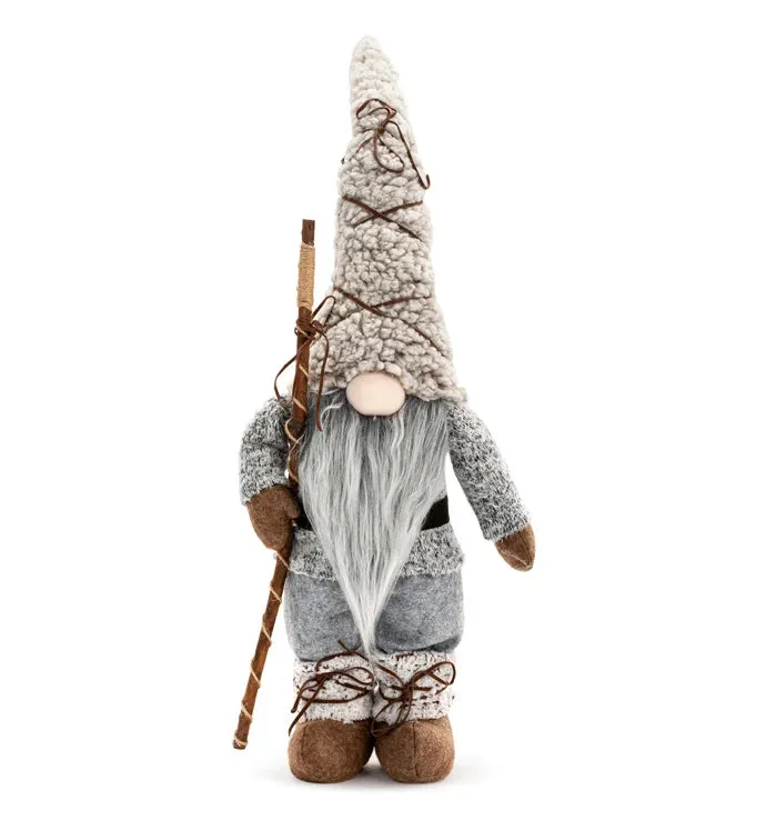 16.5" Gray Shepherd Gnome with Staff
