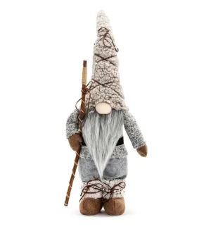16.5" Gray Shepherd Gnome with Staff