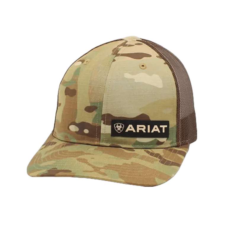 Ariat M&F Brown Camo Mesh Logo Patch Cap