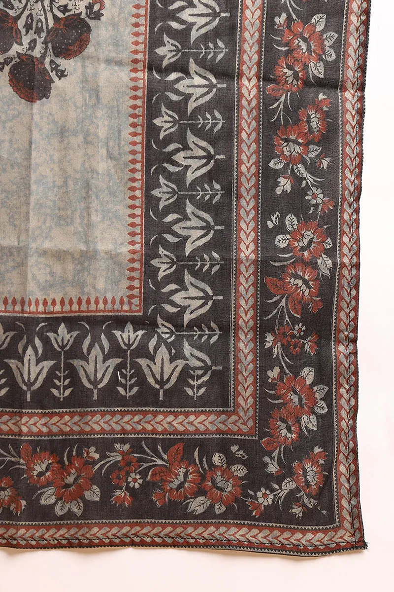 Black Pure Cotton Floral Printed Suit Set