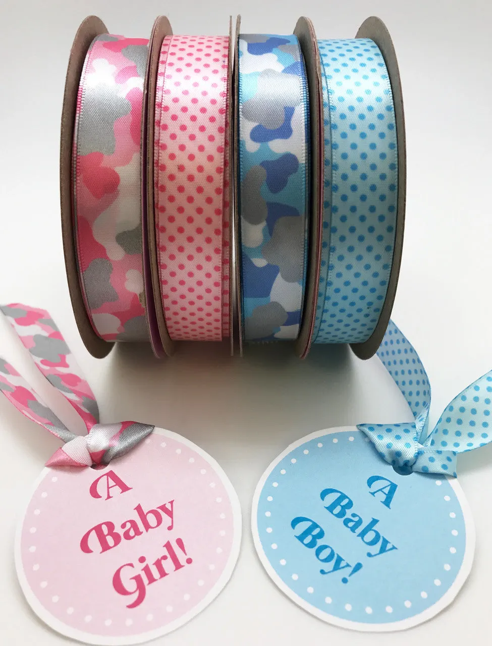 Blue pin dots ribbon,  5/8" light blue single face satin