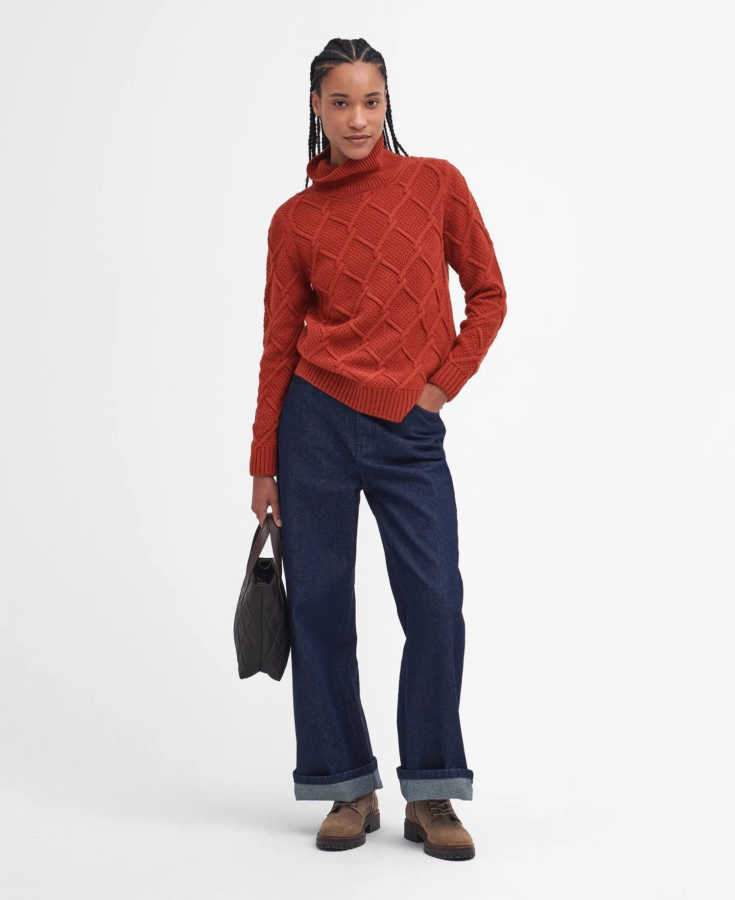 Burne Roll Neck Knitted Jumper - Spiced Pumpkin