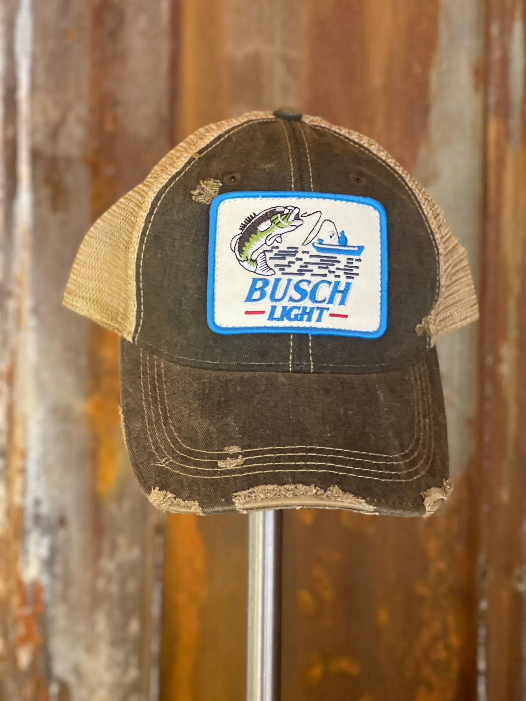 Busch Light Fishing Hat- Distressed Black