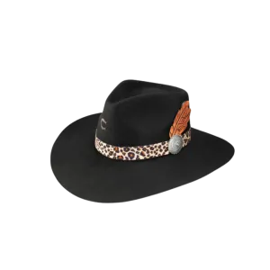 Charlie 1 Horse Women's Felt Leopard Black Hat