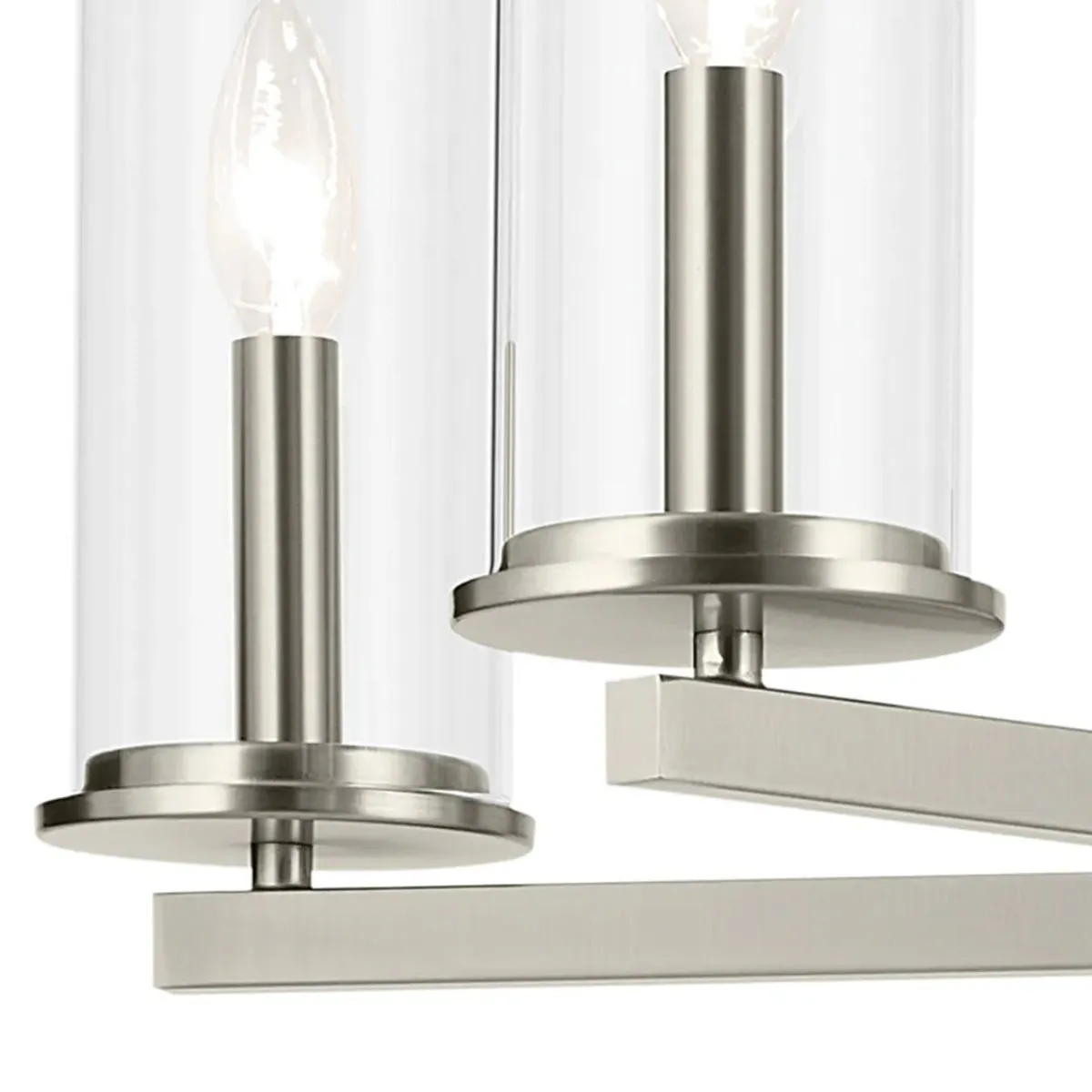 Crosby 32" 6-Light Chandelier 1-Tier with Clear Glass, Brushed Nickel Finish