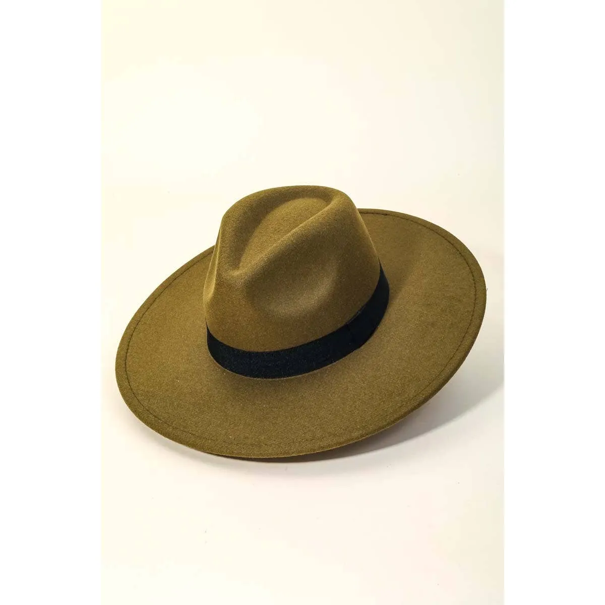 Flat Western Wide Brim Ribbon Hat
