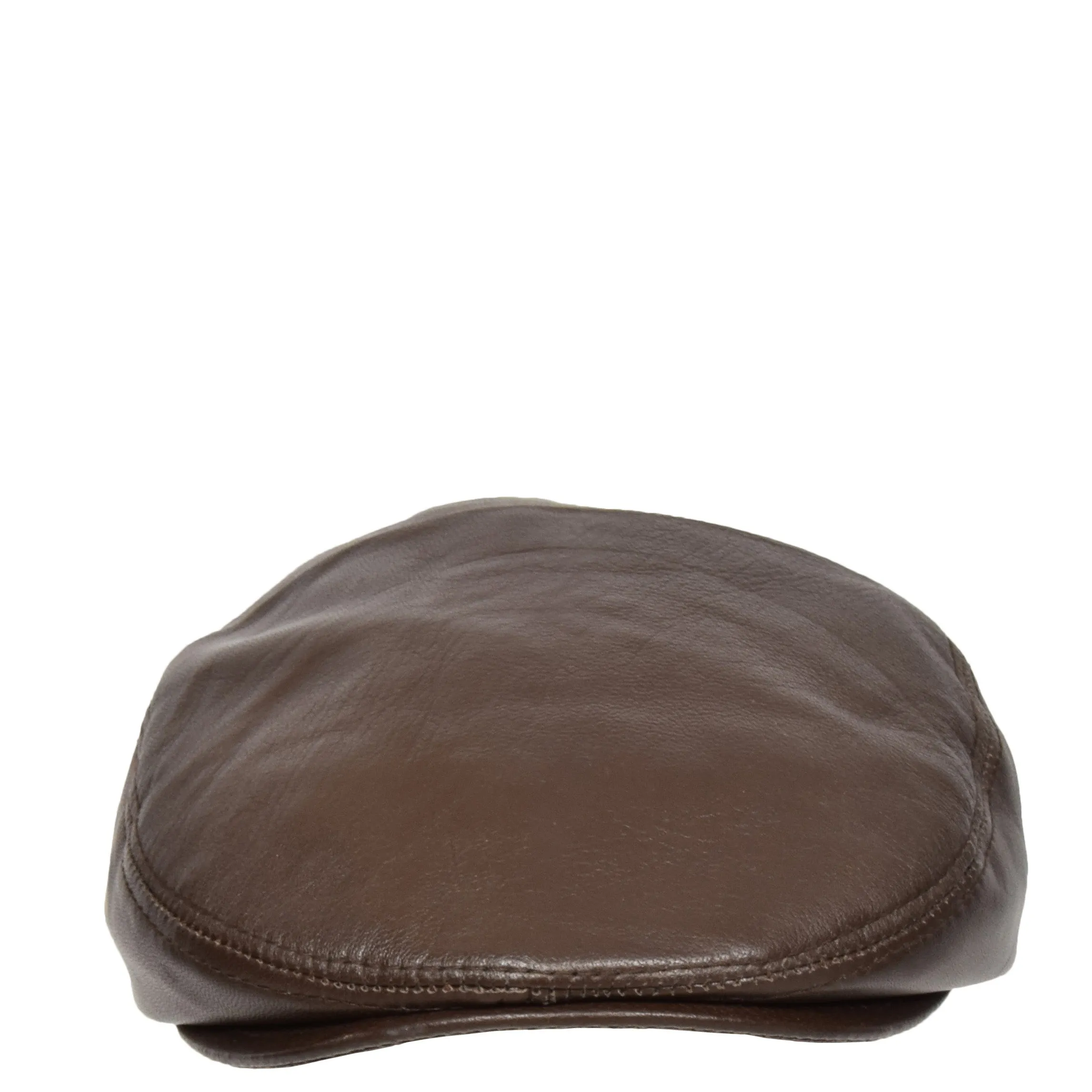 Genuine Brown Leather Flat Cap English Granddad Baker-boy Hat Arthur