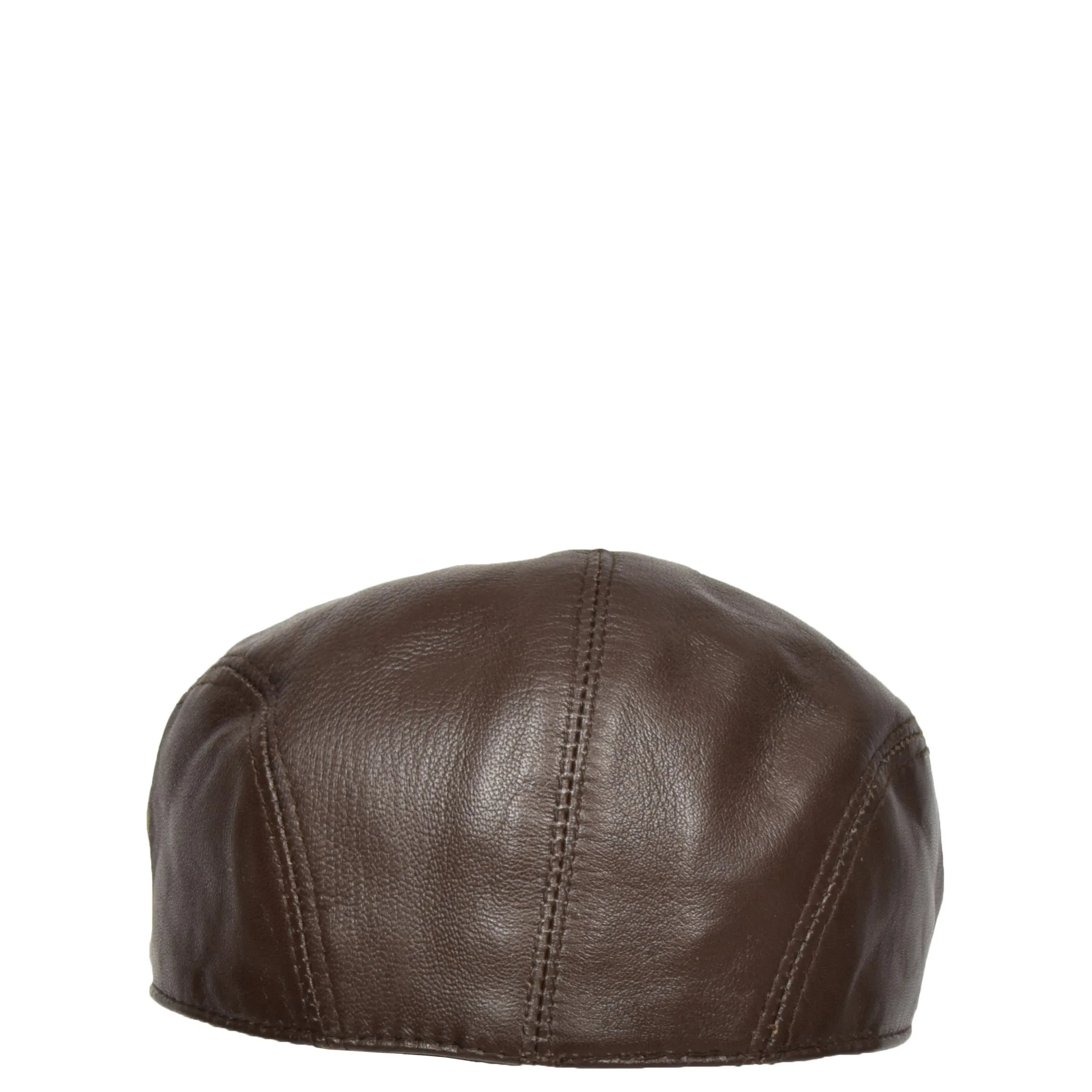 Genuine Brown Leather Flat Cap English Granddad Baker-boy Hat Arthur