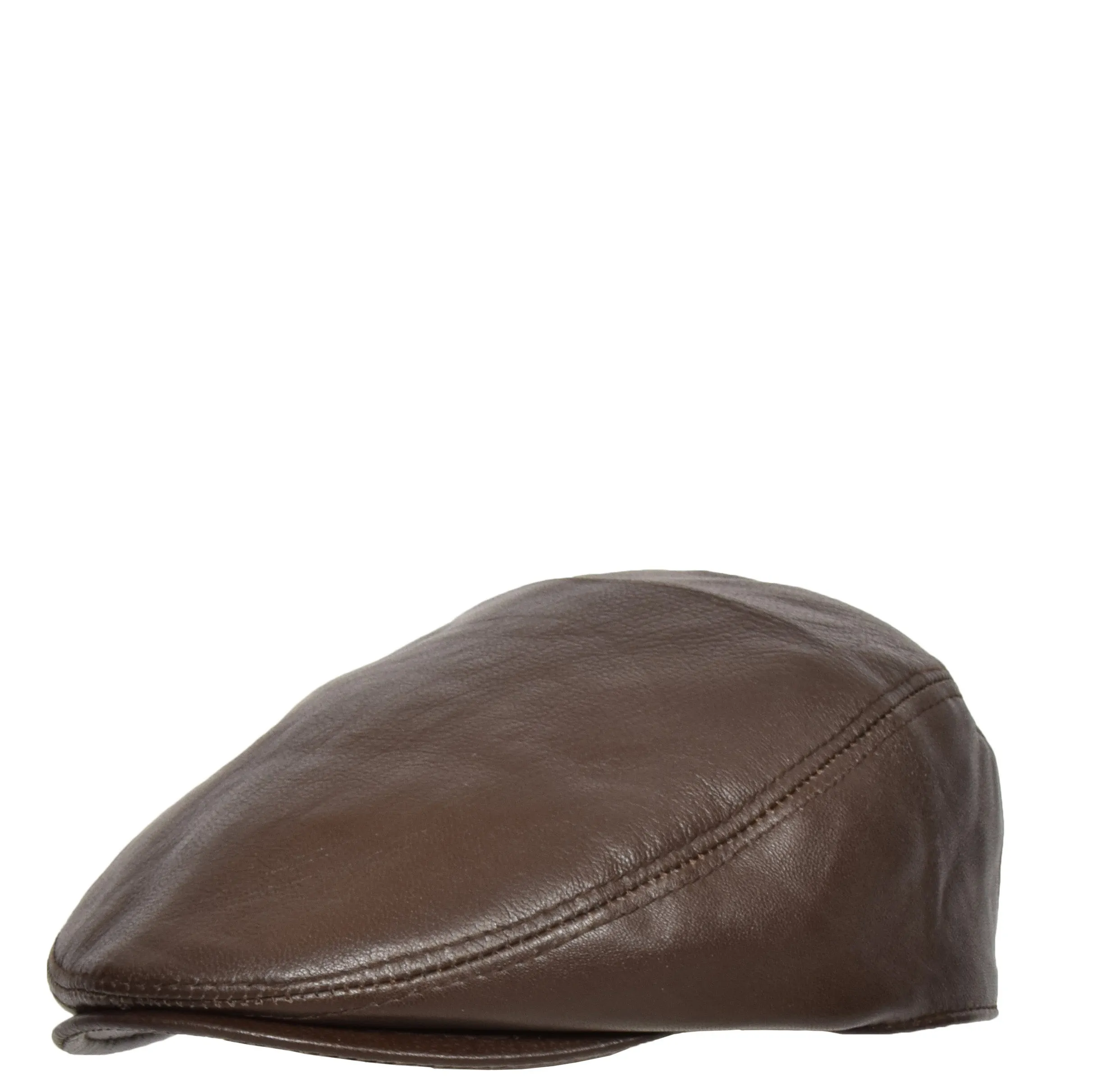 Genuine Brown Leather Flat Cap English Granddad Baker-boy Hat Arthur