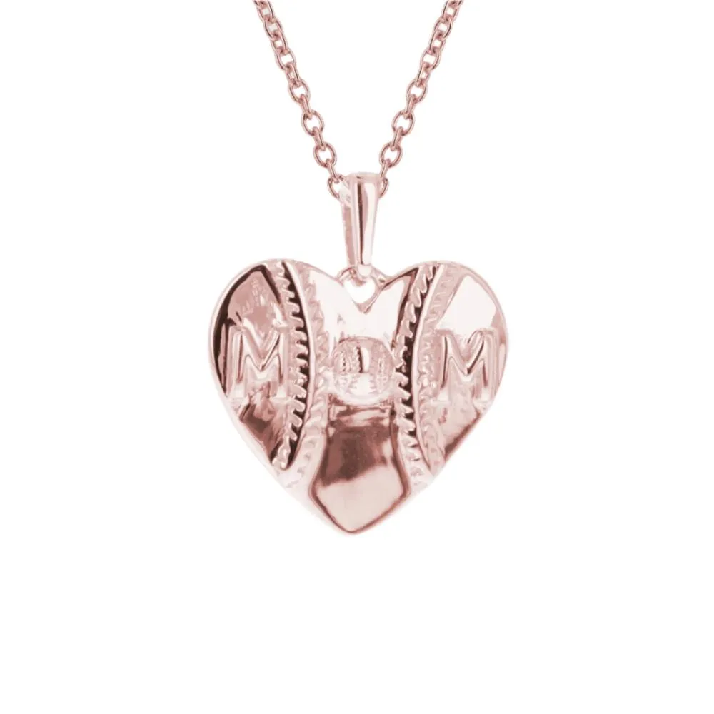 Heart Mom Baseball Necklace | Gold