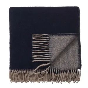 Jonava Merino Wool Blanket [Dark blue/Natural]