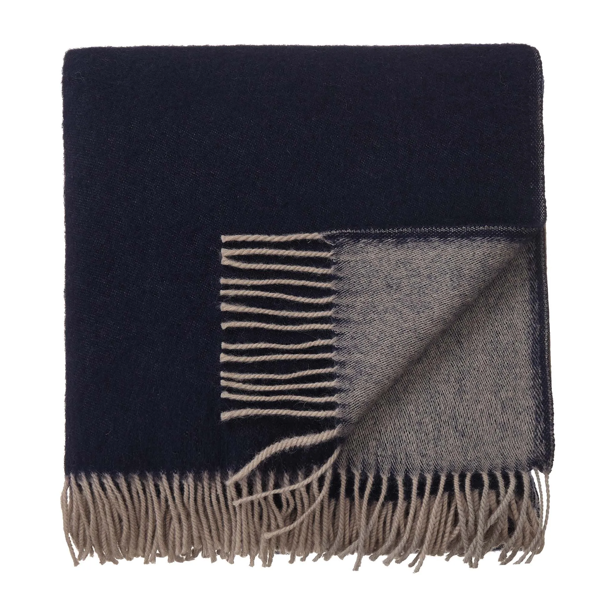 Jonava Merino Wool Blanket [Dark blue/Natural]