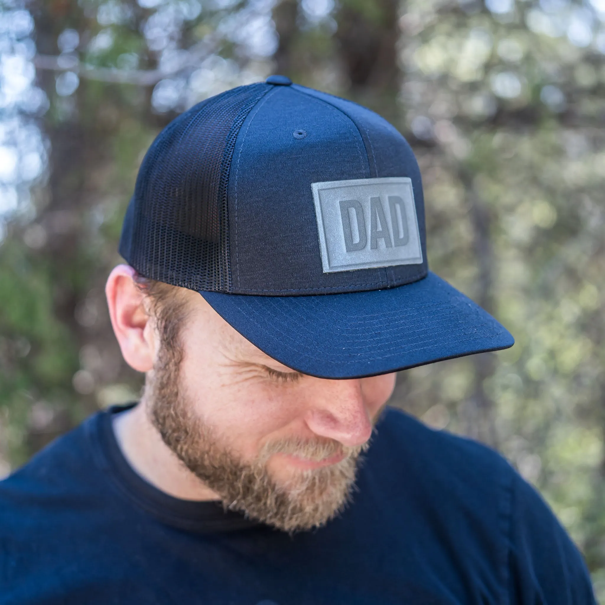 Leather Patch Performance Style Trucker Hat - Dad Stamp