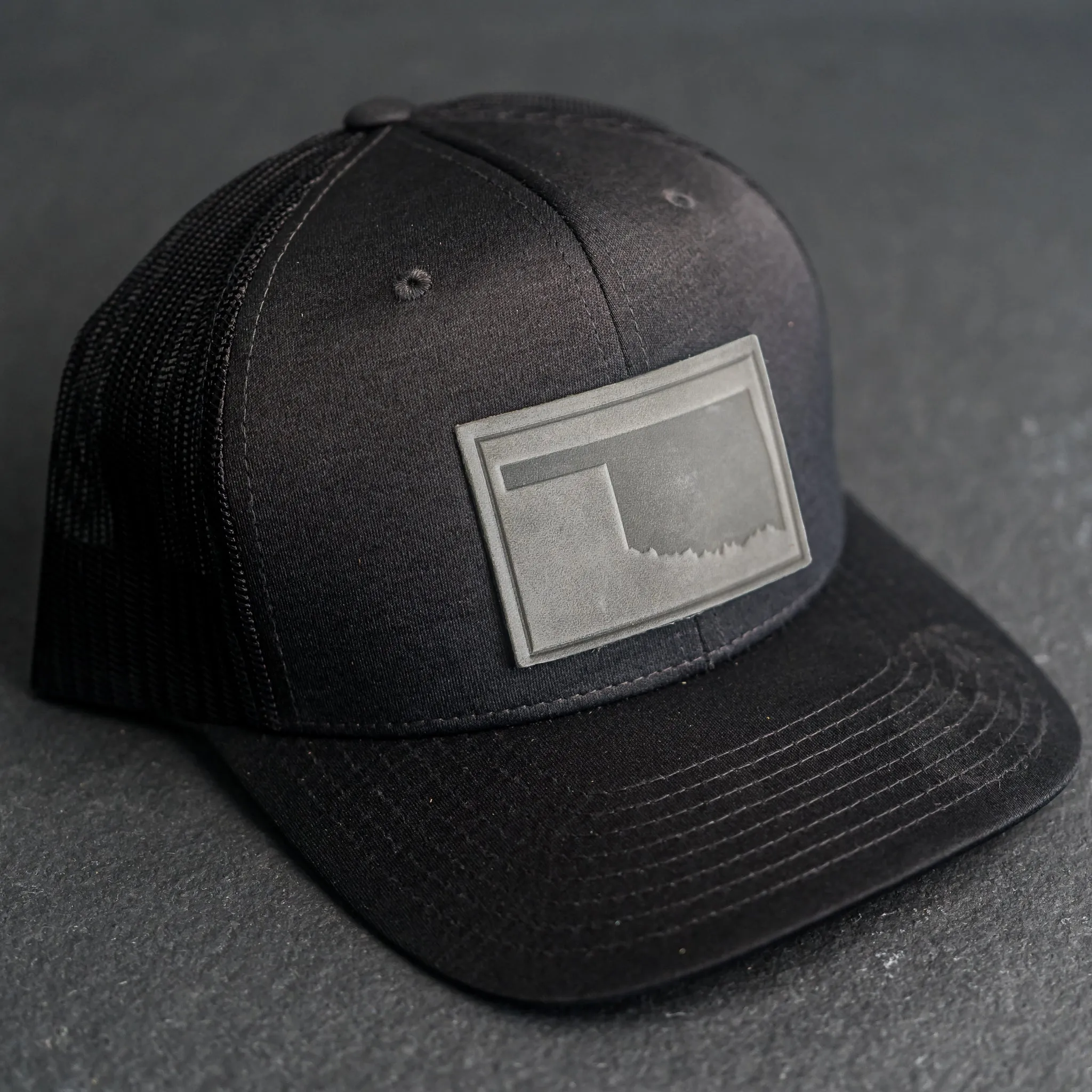 Leather Patch Performance Style Trucker Hat - Oklahoma Stamp