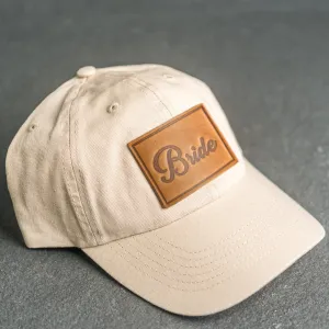 Leather Patch Unstructured Style Hat - Bride and Groom Stamp (cursive)