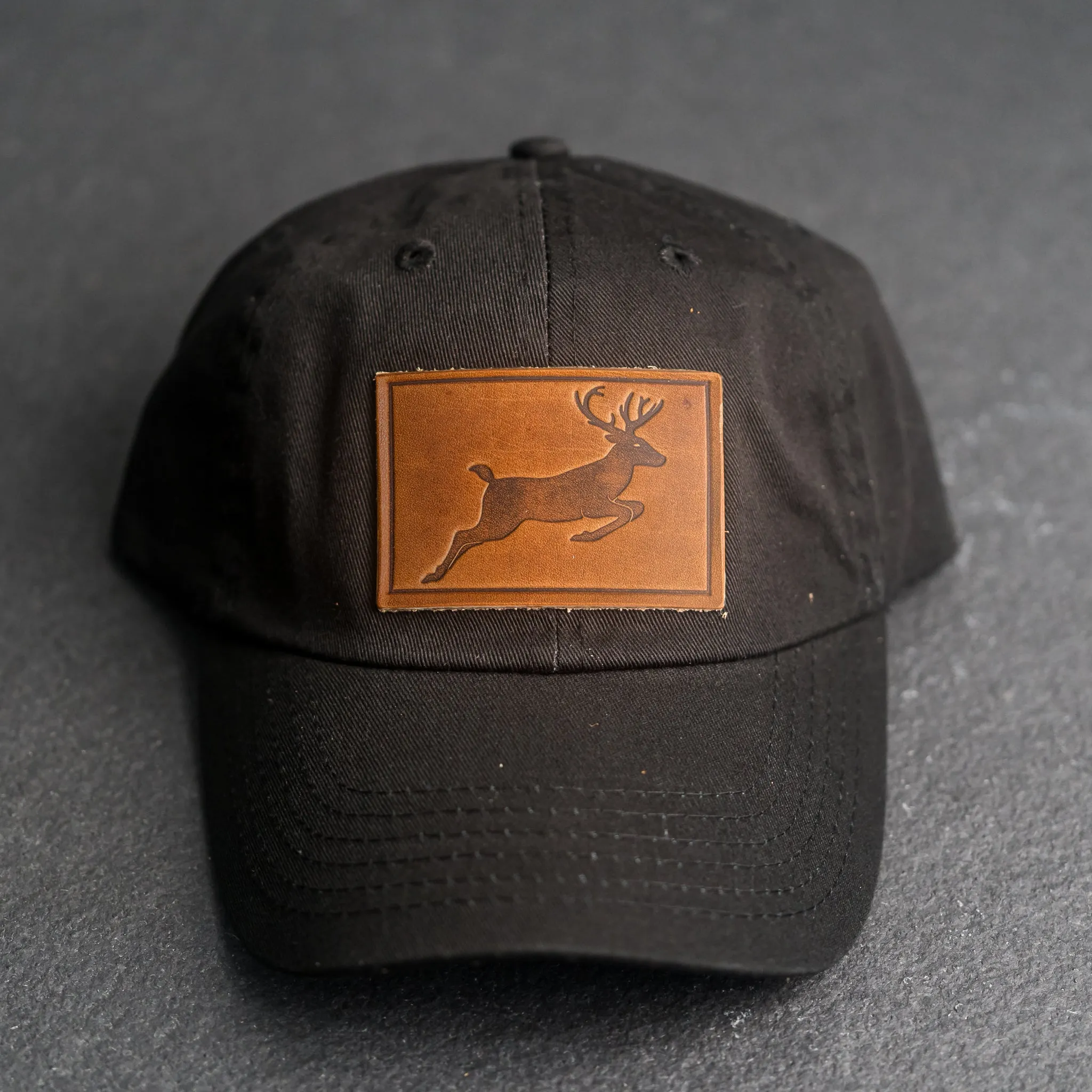 Leather Patch Unstructured Style Hat - Deer Stamp