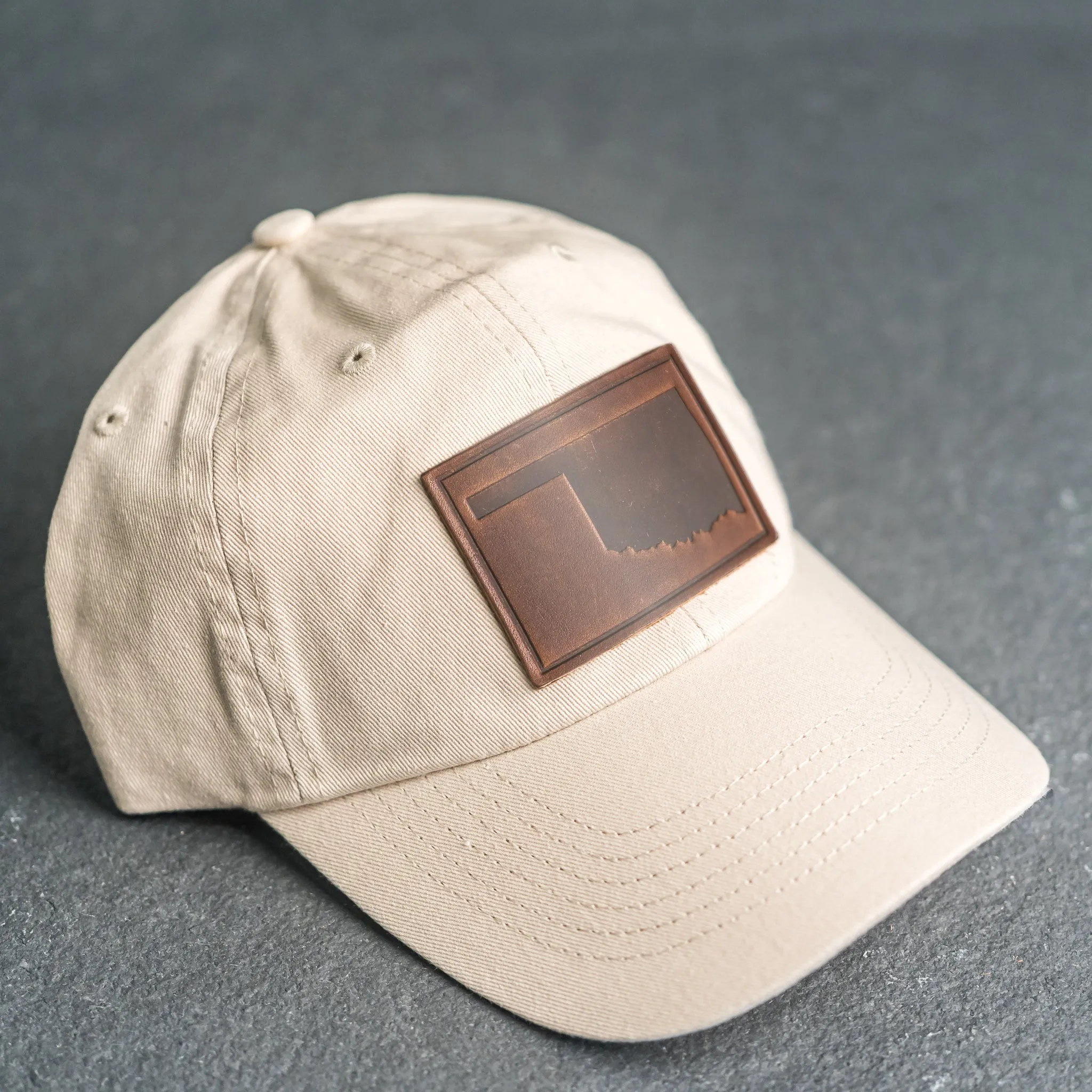 Leather Patch Unstructured Style Hat - Oklahoma Stamp