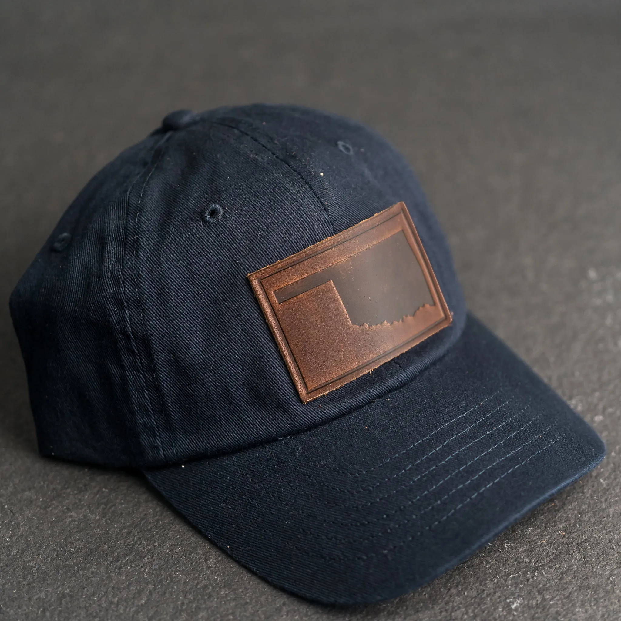 Leather Patch Unstructured Style Hat - Oklahoma Stamp