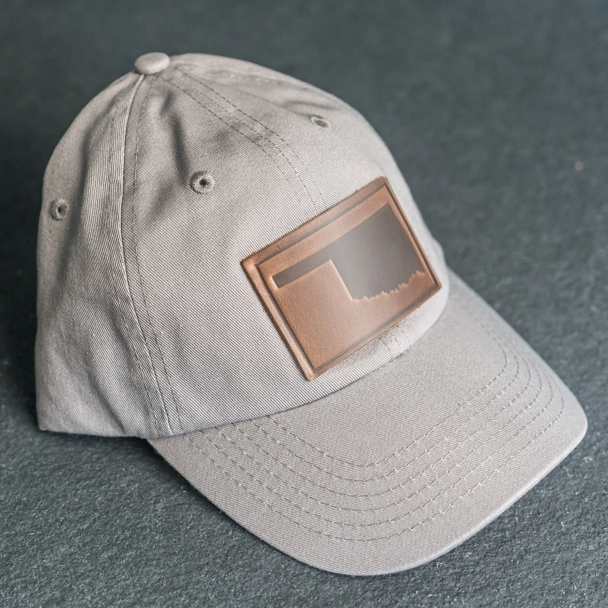 Leather Patch Unstructured Style Hat - Oklahoma Stamp