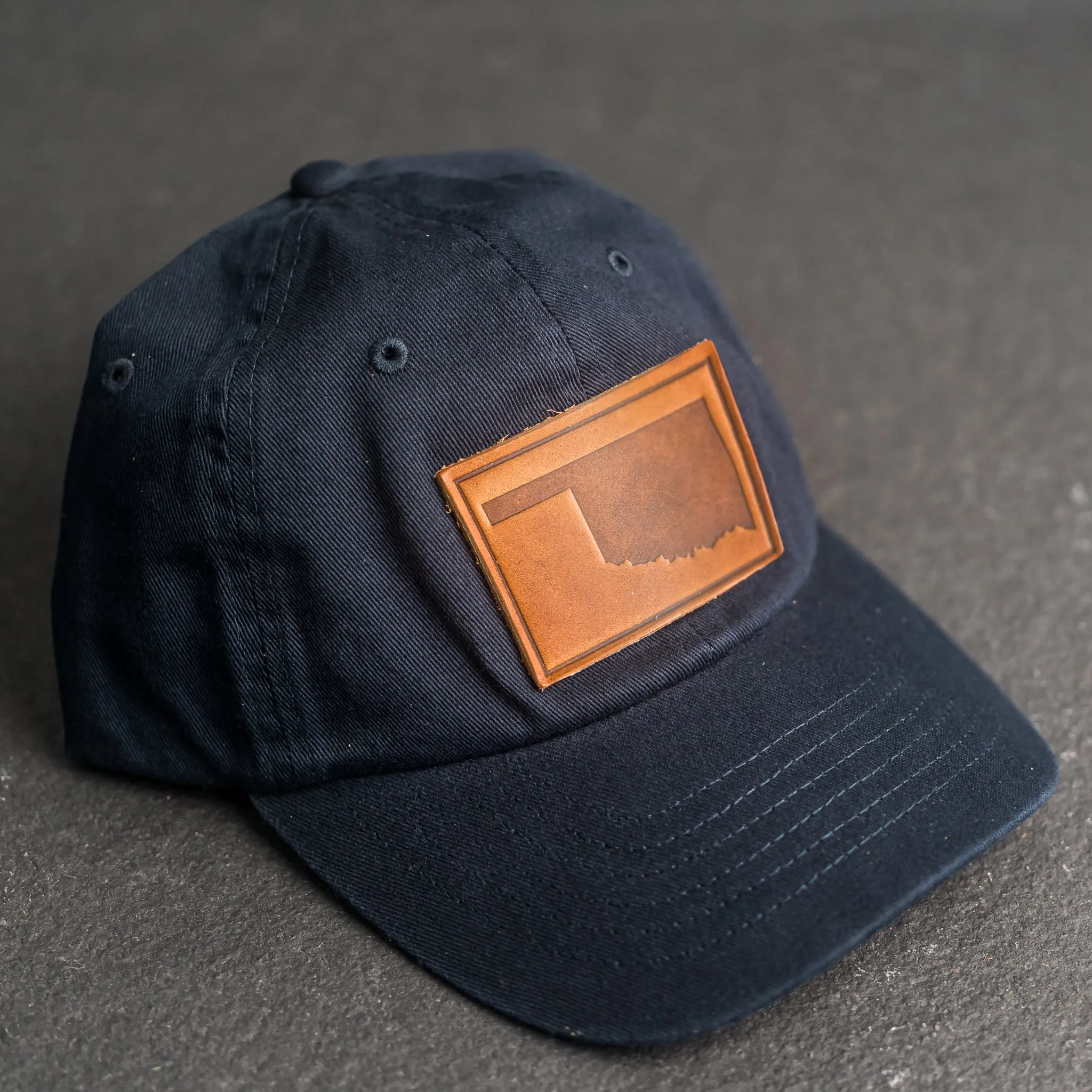 Leather Patch Unstructured Style Hat - Oklahoma Stamp