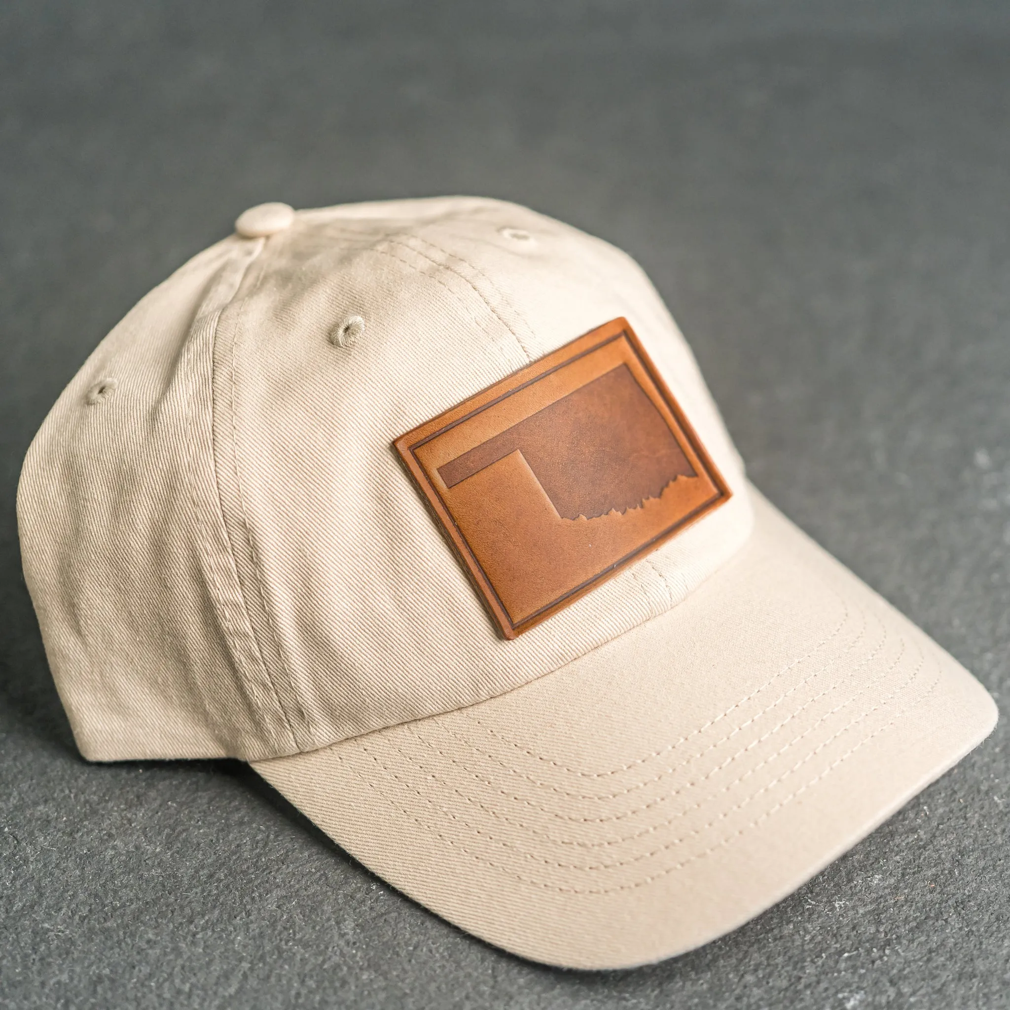 Leather Patch Unstructured Style Hat - Oklahoma Stamp