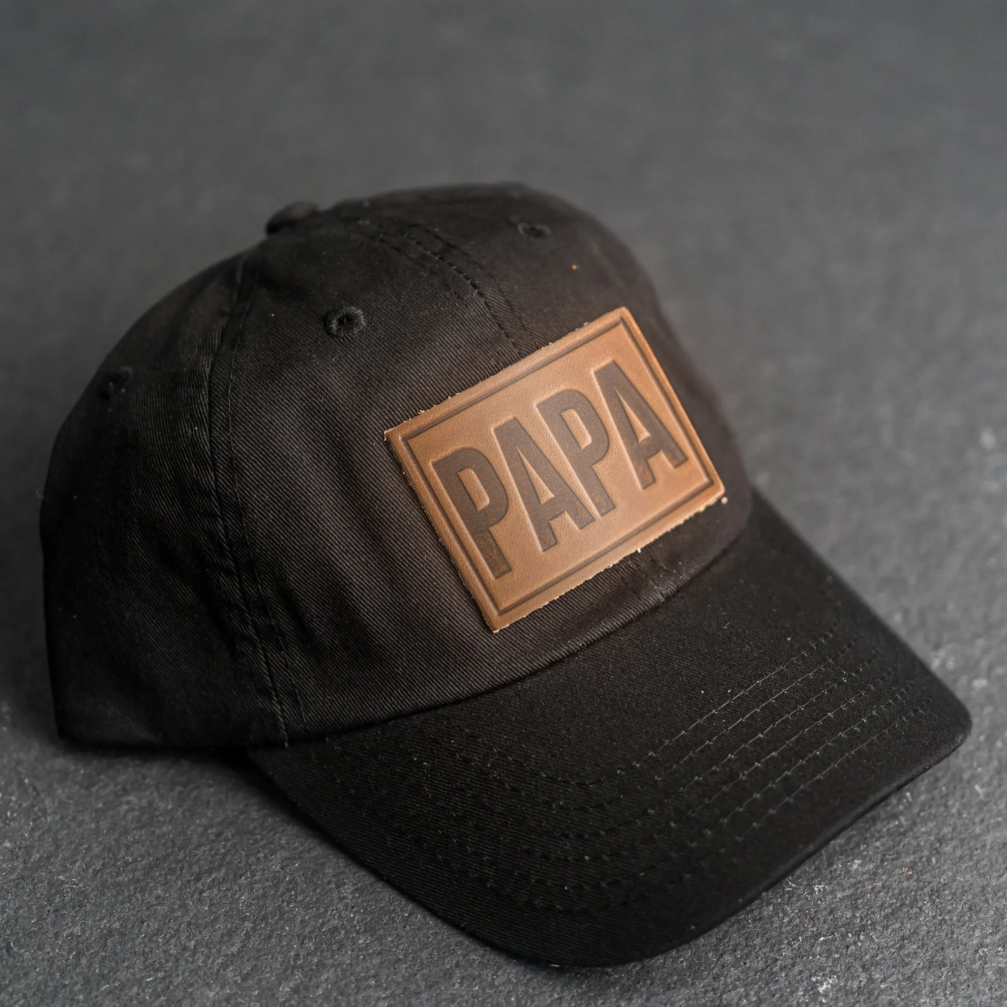 Leather Patch Unstructured Style Hat - Papa Stamp