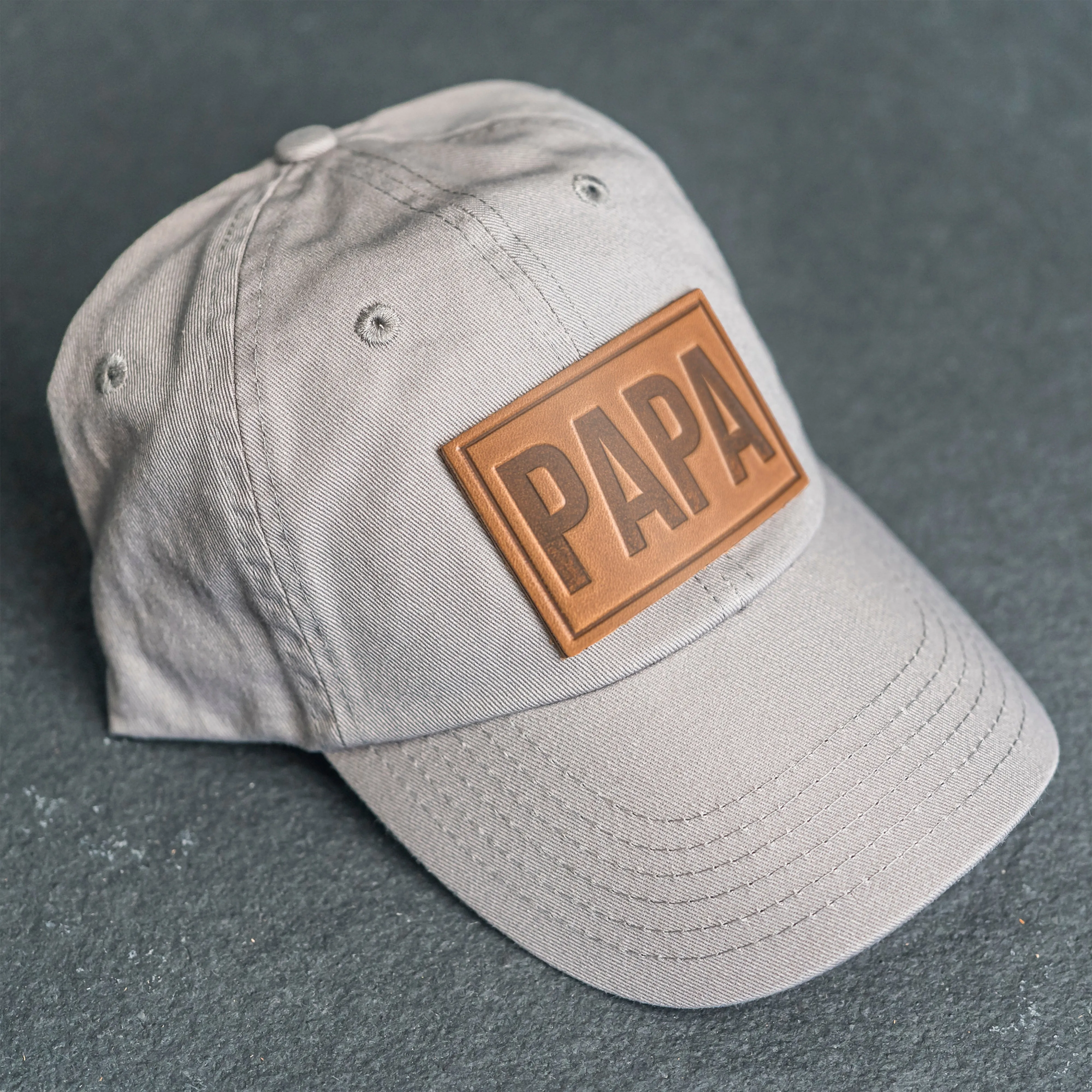 Leather Patch Unstructured Style Hat - Papa Stamp