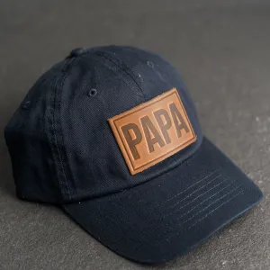 Leather Patch Unstructured Style Hat - Papa Stamp
