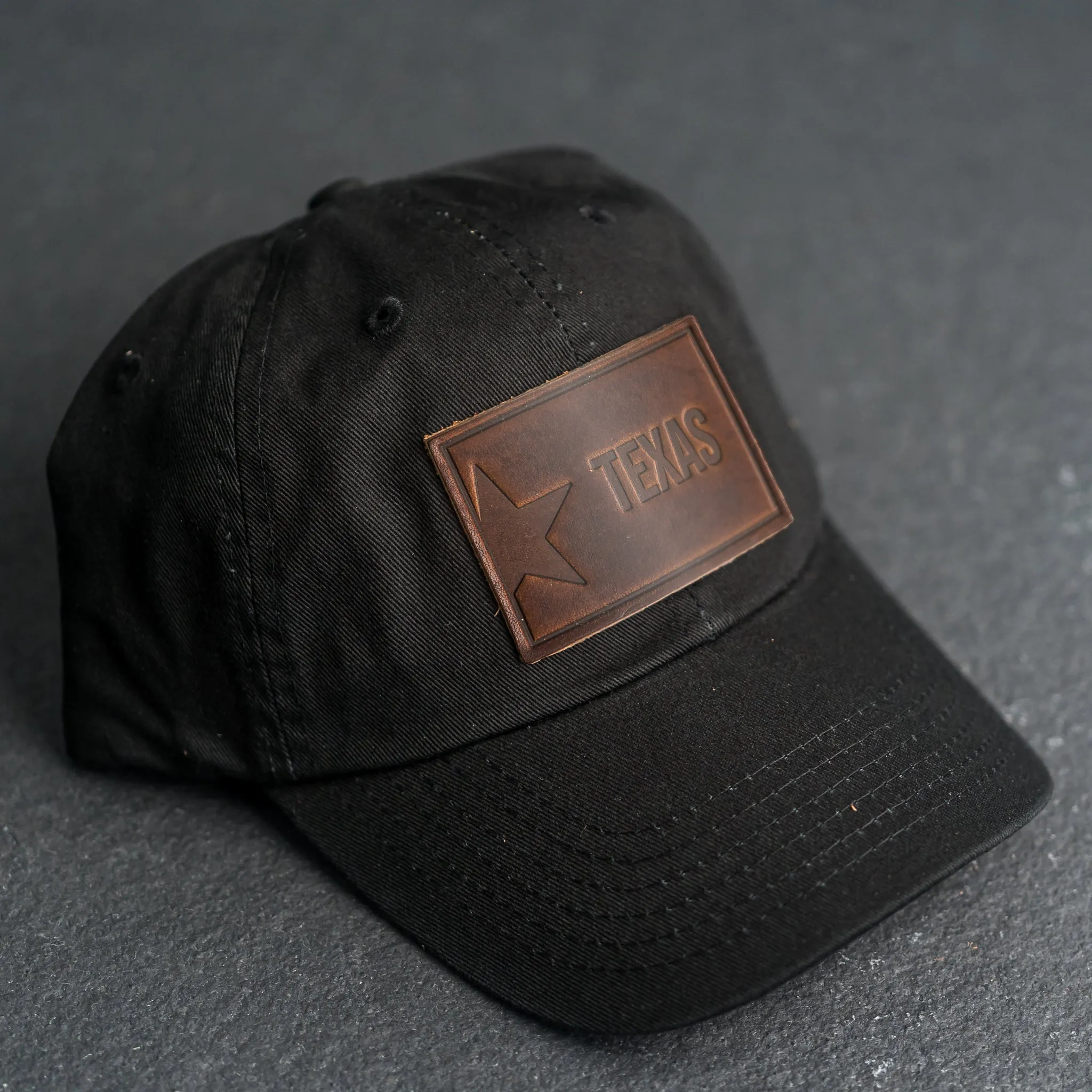 Leather Patch Unstructured Style Hat - Texas License Plate Stamp