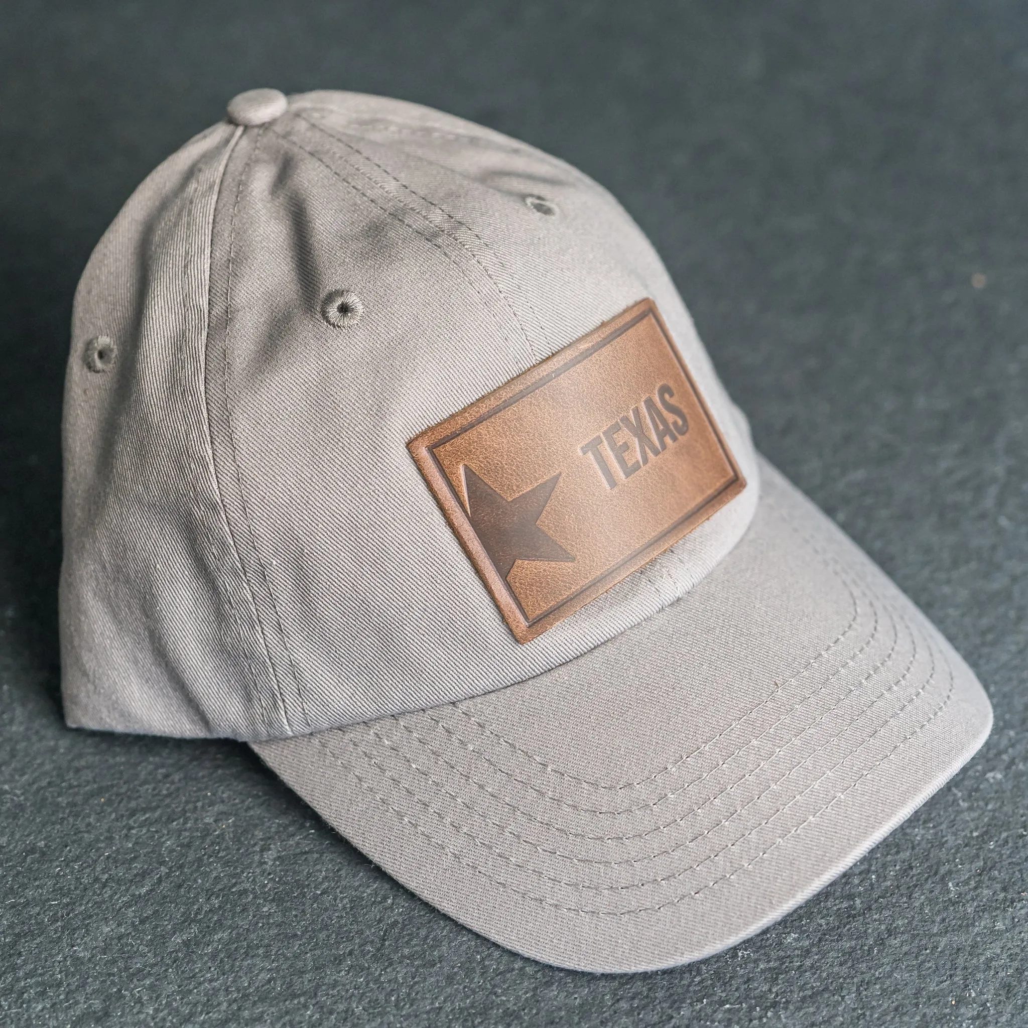 Leather Patch Unstructured Style Hat - Texas License Plate Stamp