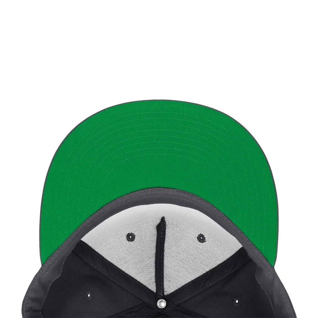 LIMITED EDITION - FLAT BILL Style Hat with Leather Patch - Dark Gray Hat - 30  Stamp Design Options