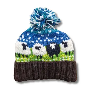 Meadow Sheep Bobble Hat (100% Hand Knitted Wool)