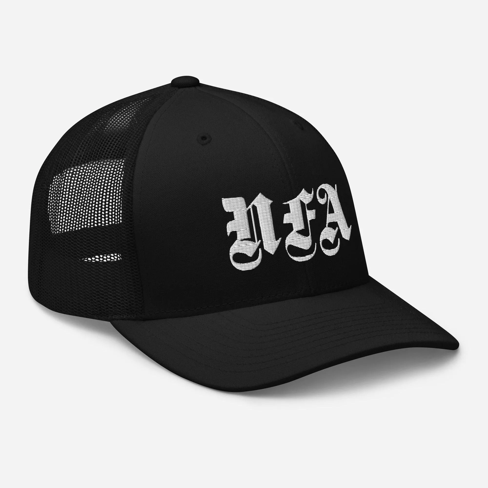 NFA White Embroidery Trucker Cap