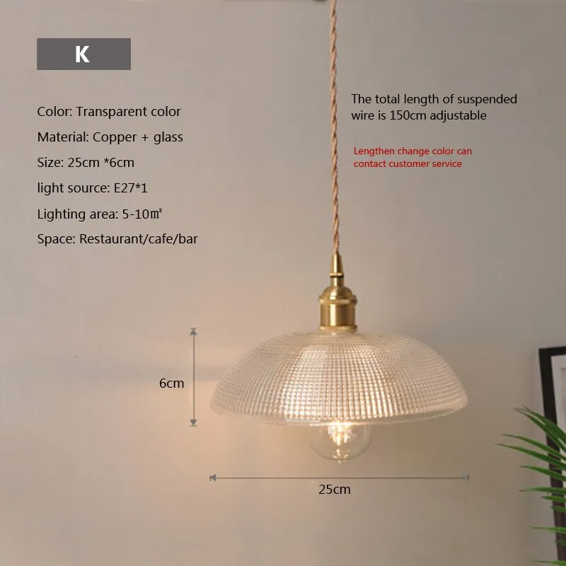 Nordic Glass Minimalist E27 Transparent Lampshade Pendant Light