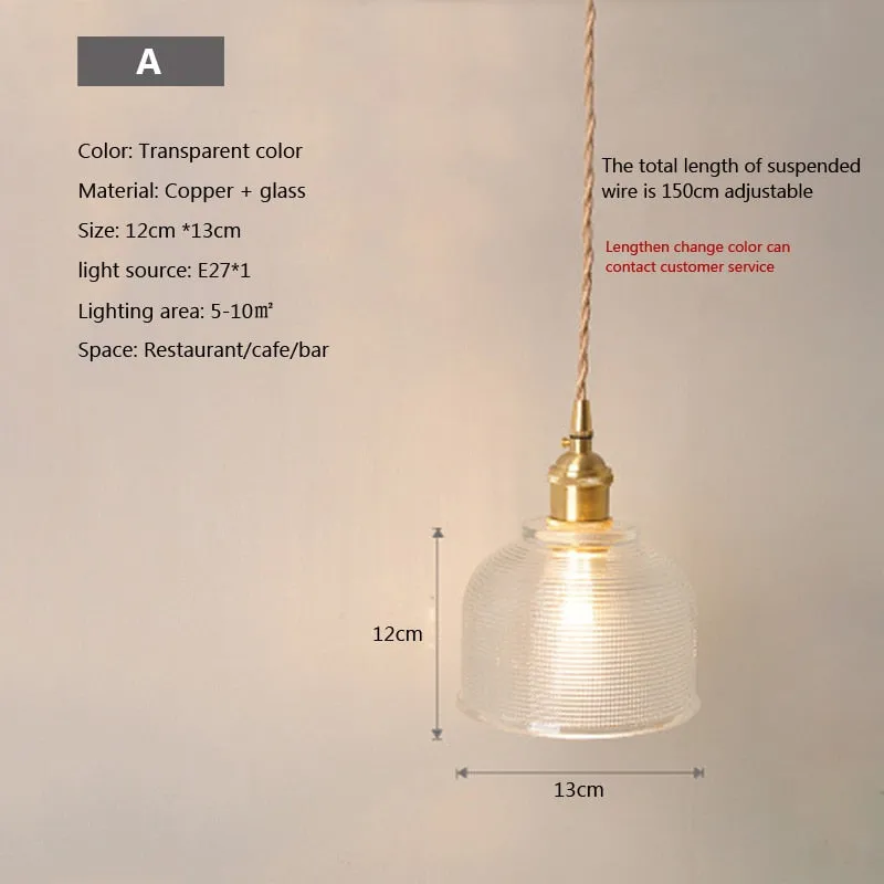 Nordic Glass Minimalist E27 Transparent Lampshade Pendant Light