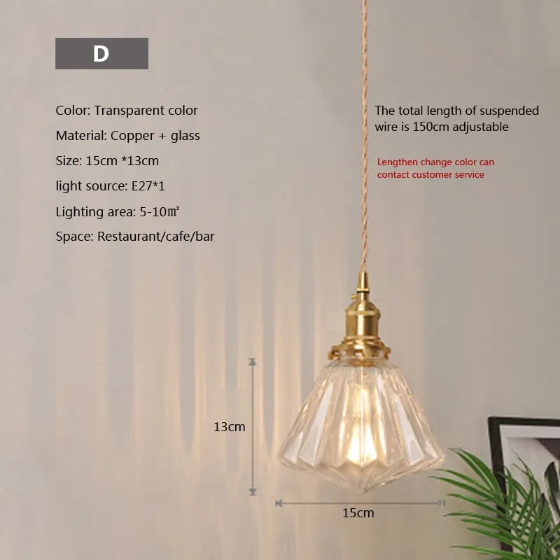Nordic Glass Minimalist E27 Transparent Lampshade Pendant Light