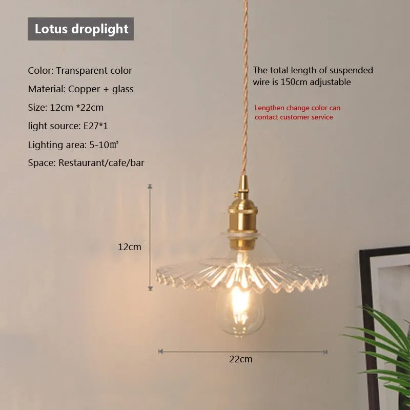Nordic Glass Minimalist E27 Transparent Lampshade Pendant Light