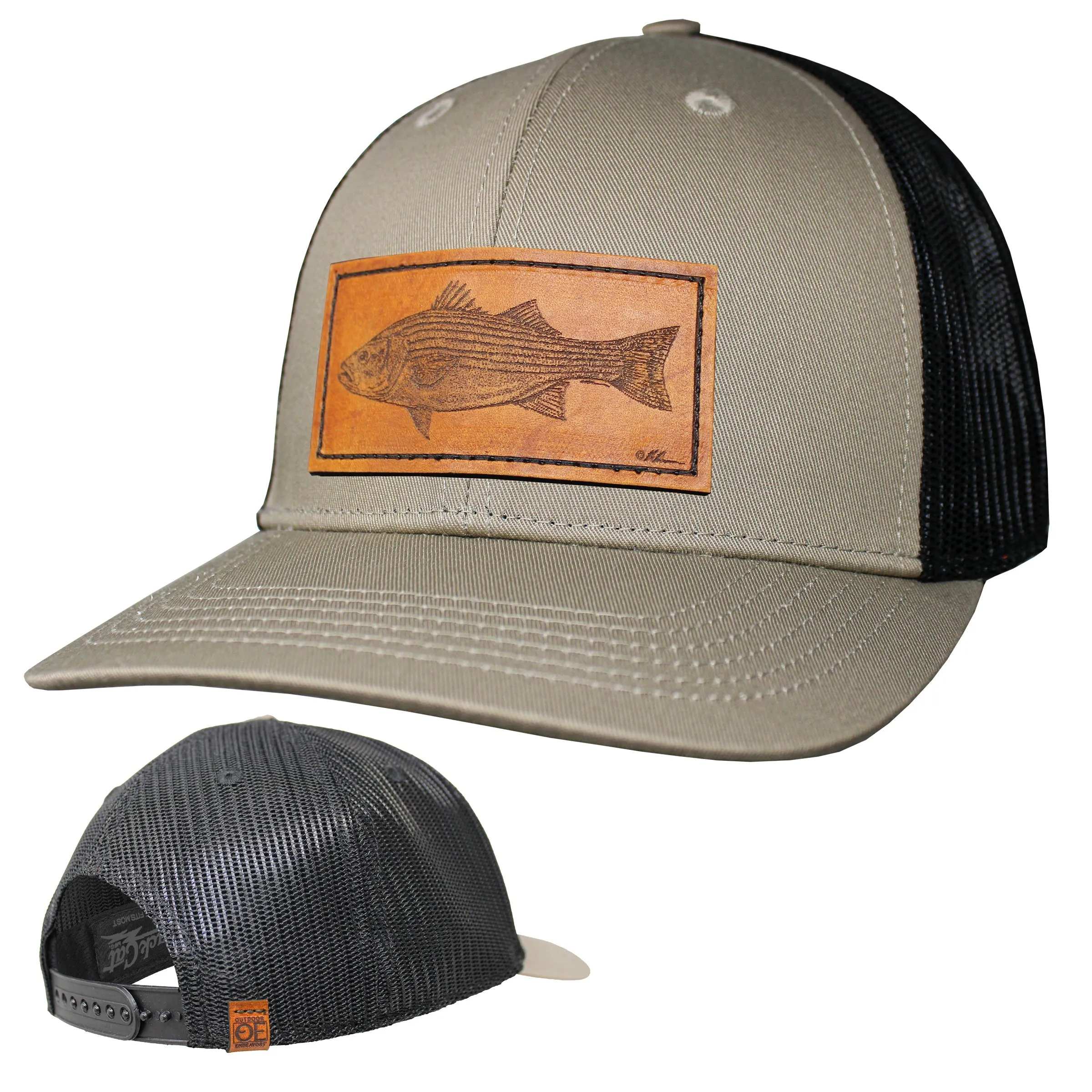 OE - Performance Trucker Hat - Striper Bass Leather Patch
