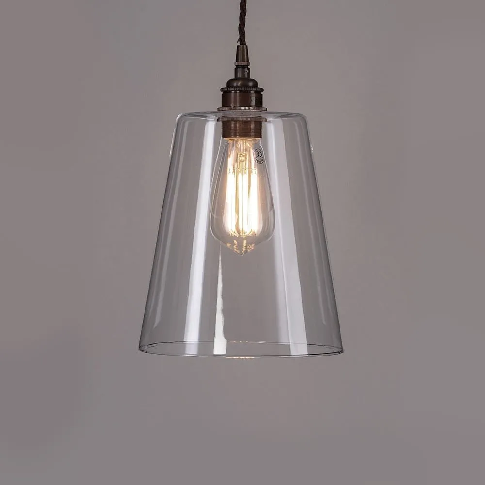 Old School Electric Tapered Blown Glass Pendant Light