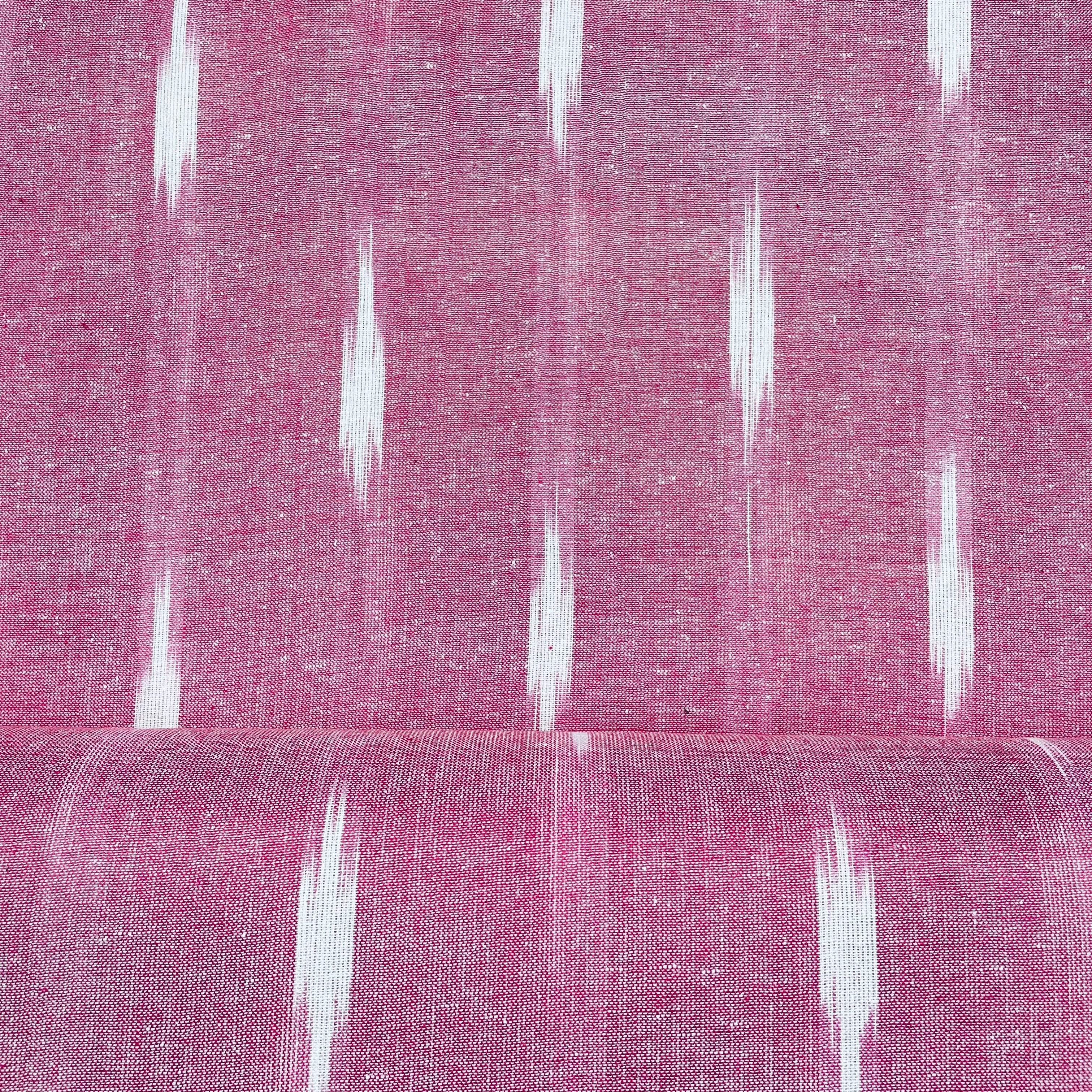 Pink & White Ikkat Print Cotton Fabric