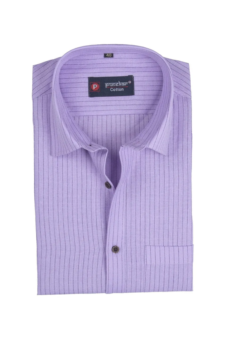 Punekar Cotton Purple Color Lining Criss Cross Woven Cotton Shirt for Men's.