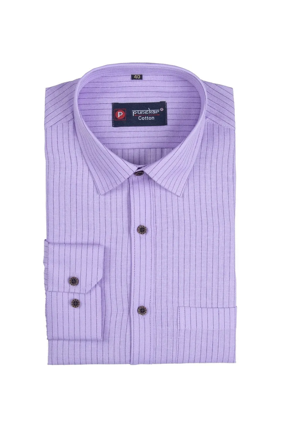 Punekar Cotton Purple Color Lining Criss Cross Woven Cotton Shirt for Men's.