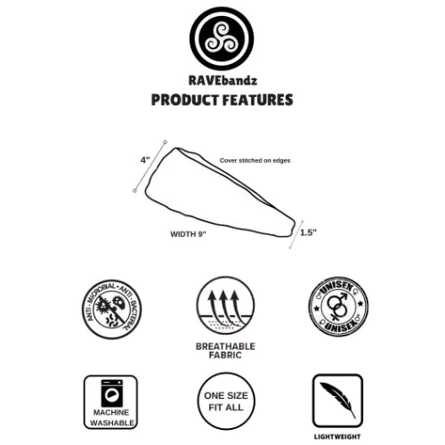RAVEbandz The Pro - Wide Stretch Headband (Waterfall)