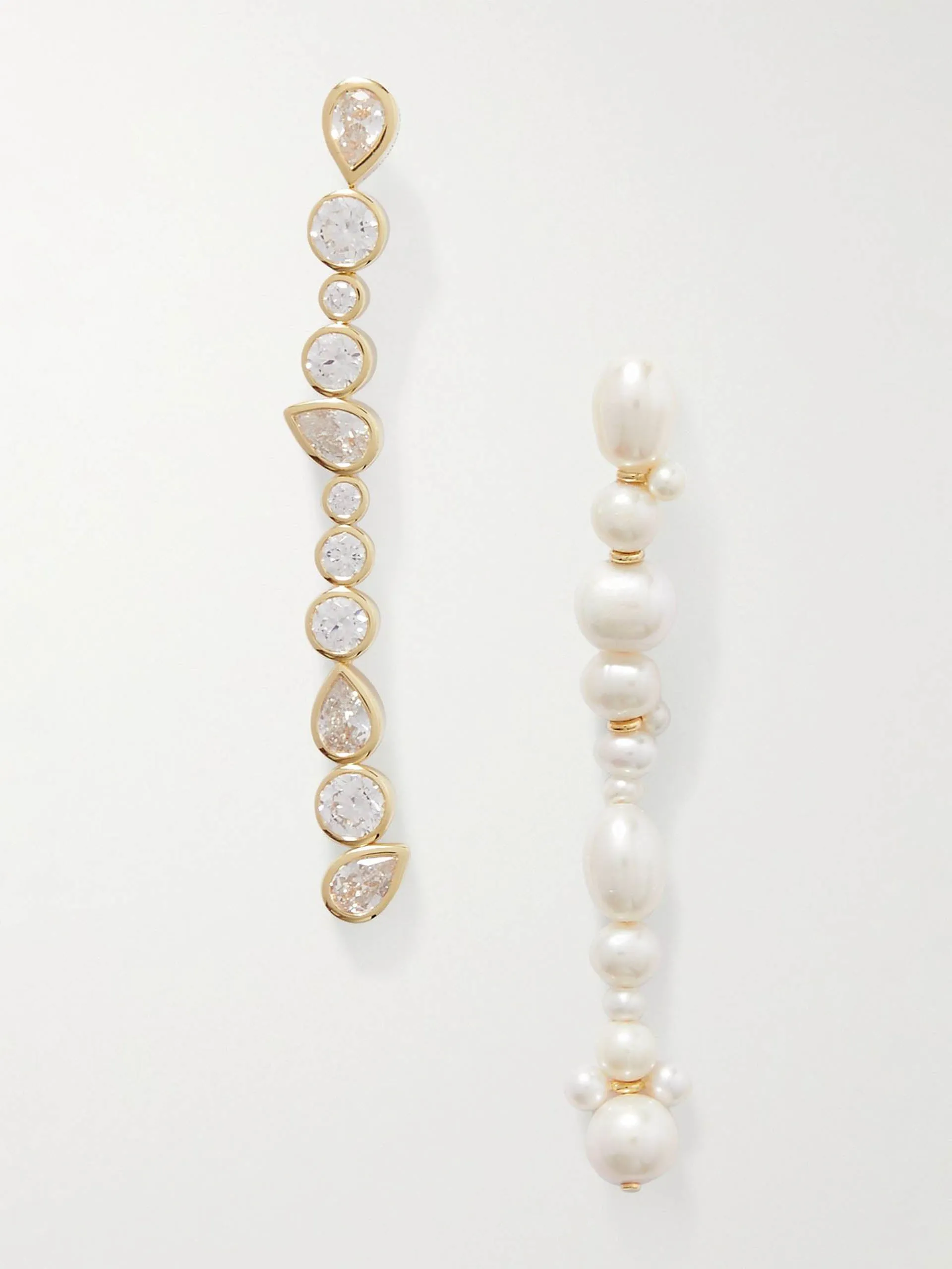 Recycled gold vermeil, cubic zirconia and pearl earrings