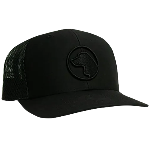 Richardson 112 Black Trucker Hat with Brown Dog Logo