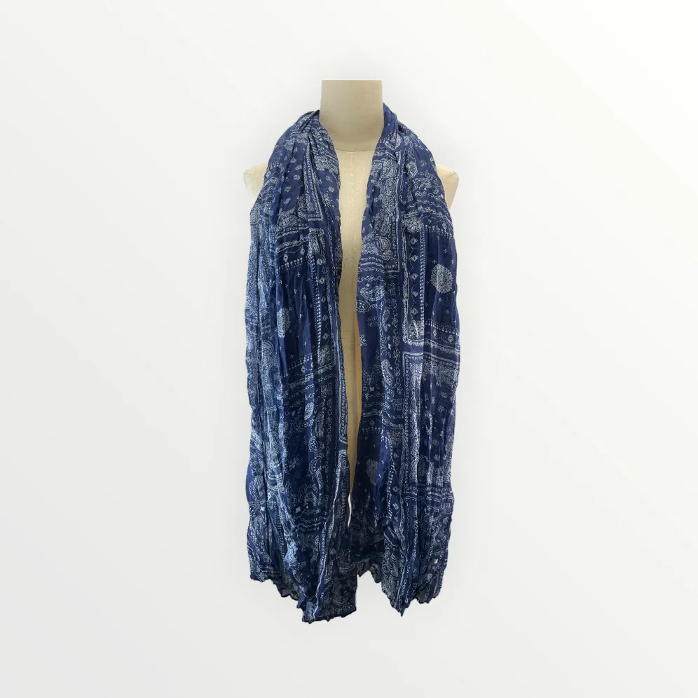 Scarf Long Crinkle Ethnic Boho Pattern