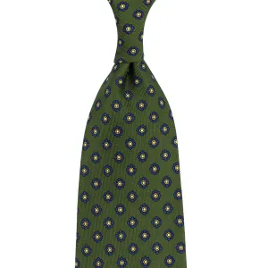 Shibumi-Flower Printed Silk Tie - Olive - Handrolled