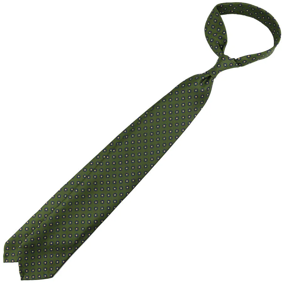 Shibumi-Flower Printed Silk Tie - Olive - Handrolled