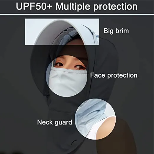 Sidiou Group Anniou 3-in-1 UPF50  Sun Hat Face Mask Neck Gaiter UV Protection Multifunctional Detachable Brim Breathable Quick Drying Outdoor Sun Cap