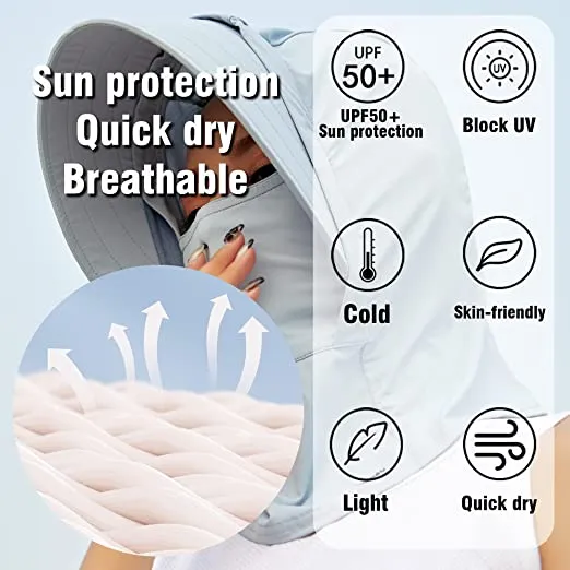 Sidiou Group Anniou 3-in-1 UPF50  Sun Hat Face Mask Neck Gaiter UV Protection Multifunctional Detachable Brim Breathable Quick Drying Outdoor Sun Cap